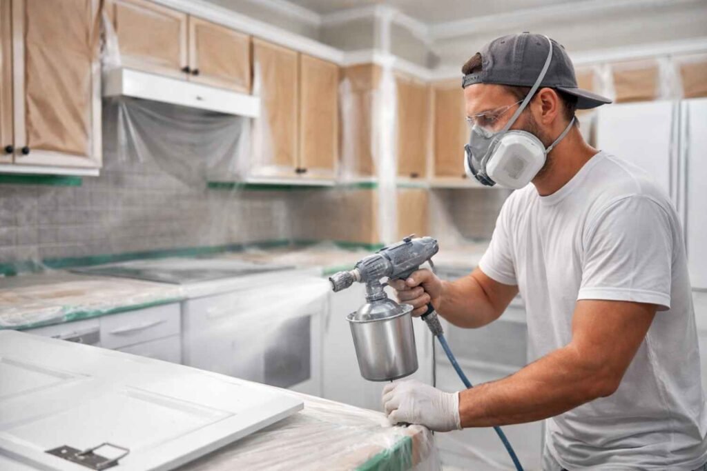 The Process of Spray Painting a Kitchen