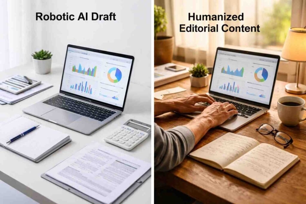 Side-by-Side Comparison: Robotic AI Draft vs. Humanized Editorial Content
