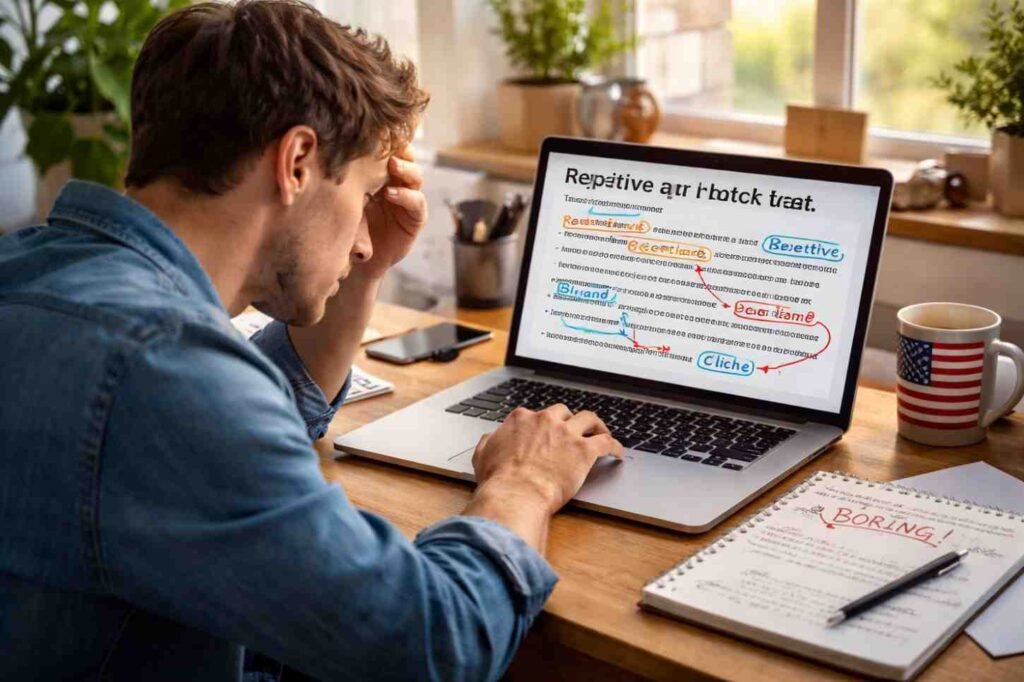 The Anatomy of a "Robot" Draft: Diagnosing Monotonous Syntax and Predictable Patterns